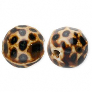 Keramik Perlen 15 mm with Dots Dark brown-light brown