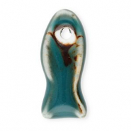Keramik Perlen Fish Dark teal blue-brown