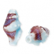 Keramik Perlen Whelk Light blue-brown