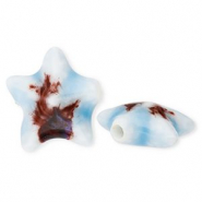 Keramik Perlen Starfish Light blue-brown