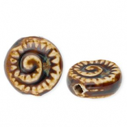 Keramik Perlen Fossil Dark brown-light brown