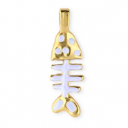 Anh&auml;nger aus Stainless Steel - Rostfreiem Stahl Enamel Fishbone Gold-lavender white