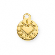 Anh&auml;nger aus Stainless Steel - Rostfreiem Stahl Round with Heart Gold
