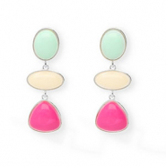 Musthave Ohrringe&nbsp;/&nbsp;Ohrstecker mit Rostfrei Stahl-Stecker Silver-mint green-off white-hot pink