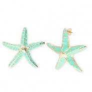 Musthave Ohrringe&nbsp;/&nbsp;Ohrstecker Enamel Starfish mit Rostfrei Stahl-Stecker Gold-turquoise