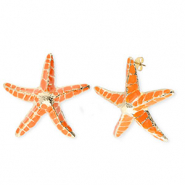 Musthave Ohrringe&nbsp;/&nbsp;Ohrstecker Enamel Starfish mit Rostfrei Stahl-Stecker Gold-orange