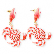 Musthave Ohrringe&nbsp;/&nbsp;Ohrstecker Enamel Crab mit Rostfrei Stahl-Stecker Gold-red-pink-white