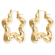 Statement-Ohrringe / Creolen Star mit Rostfrei Stahl-Stecker Gold