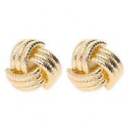 Statement-Ohrringe / Ohrstecker Monkey's Fist mit Rostfrei Stahl-Stecker Gold