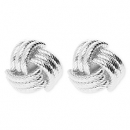 Statement-Ohrringe / Ohrstecker Monkey's Fist mit Rostfrei Stahl-Stecker Silver