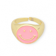 Trend Ringe Enamel Smiley Pink-gold