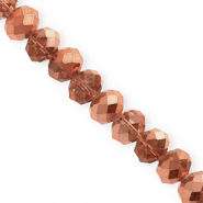 Facetten Top Glas Perlen 12x9 mm Rondellen Rose gold-pearl shine coating
