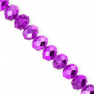 Facetten Top Glas Perlen 12x9 mm Rondellen Dark purple-pearl shine coating
