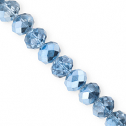 Facetten Top Glas Perlen 12x9 mm Rondellen Blue-pearl shine coating
