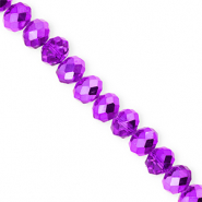 Facetten Top Glas Perlen 8x6 mm Rondellen Dark purple-pearl shine coating