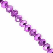 Facetten Top Glas Perlen 8x6&nbsp;mm Rondellen Purple-pearl shine coating
