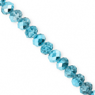 Facetten Top Glas Perlen 8x6&nbsp;mm Rondellen Teal blue-pearl shine coating