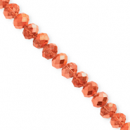 Facetten Top Glas Perlen 6x5&nbsp;mm Rondellen Coral orange-pearl shine coating