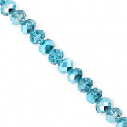 Facetten Top Glas Perlen 6x5&nbsp;mm Rondellen Teal blue-pearl shine coating