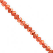 Facetten Top Glas Perlen 4x3&nbsp;mm Rondellen Coral orange-pearl shine coating