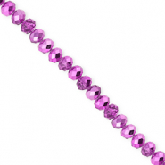 Facetten Top Glas Perlen 4x3&nbsp;mm Rondellen Orchid purple-pearl shine coating