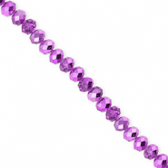 Facetten Top Glas Perlen 4x3&nbsp;mm Rondellen Purple-pearl shine coating