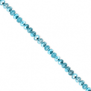 Facetten Top Glas Perlen 3x2&nbsp;mm Rondellen Teal blue-pearl shine coating