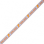 BY31&reg; Schmucktextband "Bonjour" Lavender blue-orange-brown