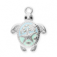 Anh&auml;nger aus Stainless Steel - Rostfreiem Stahl Turtle Silver-mint green-light blue