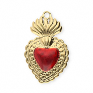 Anh&auml;nger aus Stainless Steel - Rostfreiem Stahl Heart Gold-red