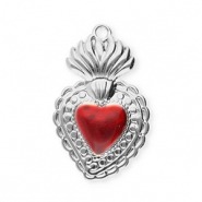 Anh&auml;nger aus Stainless Steel - Rostfreiem Stahl Heart Silver-red