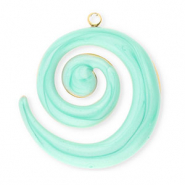 Anh&auml;nger aus Stainless Steel - Rostfreiem Stahl Spiral Gold-mint green marble