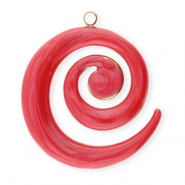 Anh&auml;nger aus Stainless Steel - Rostfreiem Stahl Spiral Gold-red marble