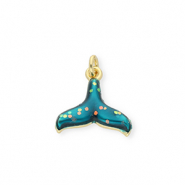 TQ Metall Brass Anhänger Tail Gold-teal blue