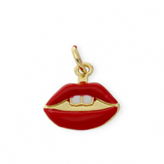 TQ Metall Brass Anhänger Kiss Gold-red-white