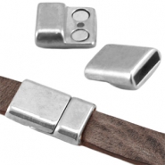 Metall DQ Magnetverschluss (f&uuml;r DQ Leder flach 10mm) Antik silber (Nickelfrei)
