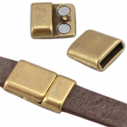 Verschluss aus DQ Metall (f&uuml;r Leder flach 10mm) Antik bronze (Nickelfrei)