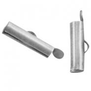 Metall DQ Schieber Endkappen 15x6mm Antik silber (Nickelfrei)