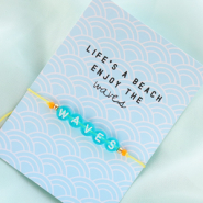 Inspirationsets Armbänder mit Macramé Band und Acryl Buchstabenperlen + Schmuckkarten