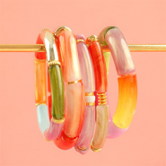 Inspirationsets Ideen, wie man Armbaender mit Acrylperlen Tube gestalten kann