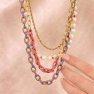 Inspirationsets Schmuck und Accessoires mit Gliederketten aus Edelstahl mit Emaille