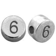 Metall DQ Zahlen Perlen&nbsp;# 6 Antik silber (Nickelfrei)