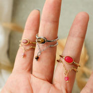 Neues 05-07-2024 Ringe aus Edelstahl mit Naturstein