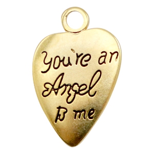 Anh&auml;nger Metall TQ Herz "You're an Angel to me" Gold (nickelfrei)