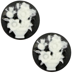 Cabochons Basic Camee 20mm Blumenstrauss Black-white