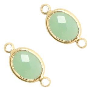 Zwischenst&uuml;cke Kristallglas oval 10x9mm Crysolite green opal-gold
