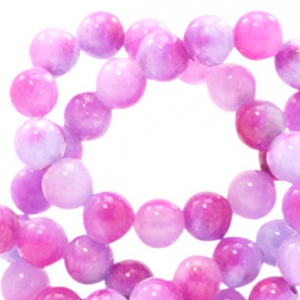 6 mm Perlen Naturstein mit Watercolour look Mixed colours lavender-pink