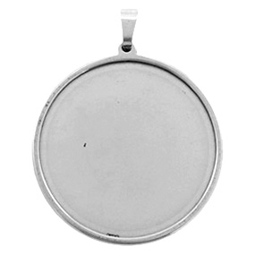 Zubeh&ouml;r aus Stainless Steel - Rostfreiem Stahl Fassung Anh&auml;nger f&uuml;r Cabochon 35mm Antik silber