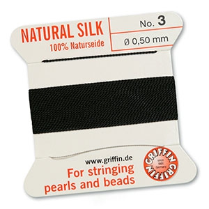 Griffin bead cord natural silk &Oslash;0.5mm Black