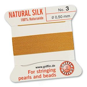 Griffin bead cord natural silk &Oslash;0.5mm Amber yellow